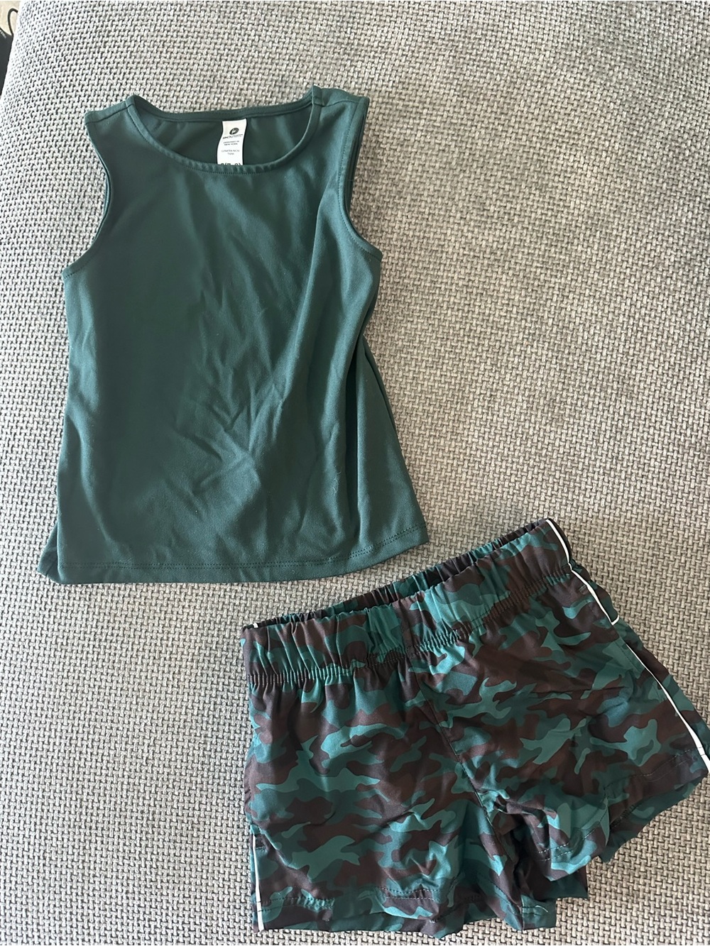 90 Degree By Reflex Girls Green Tank Top and Green Camo Shorts Set
